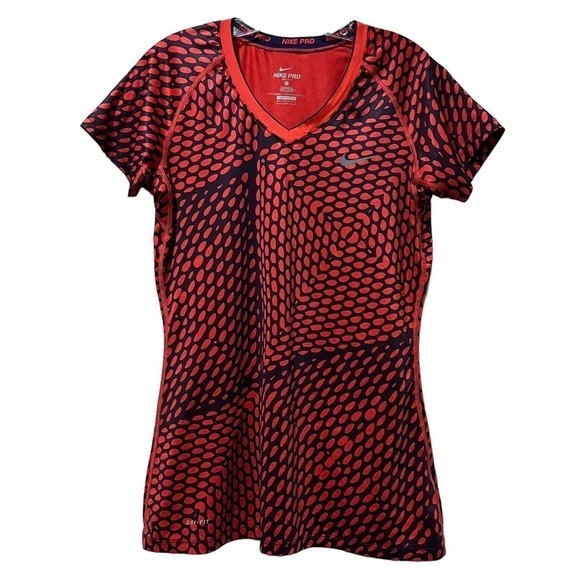 Nike Pro Large Women’s V Neck Red and Purple Shirt P1 - Picture 1 of 5